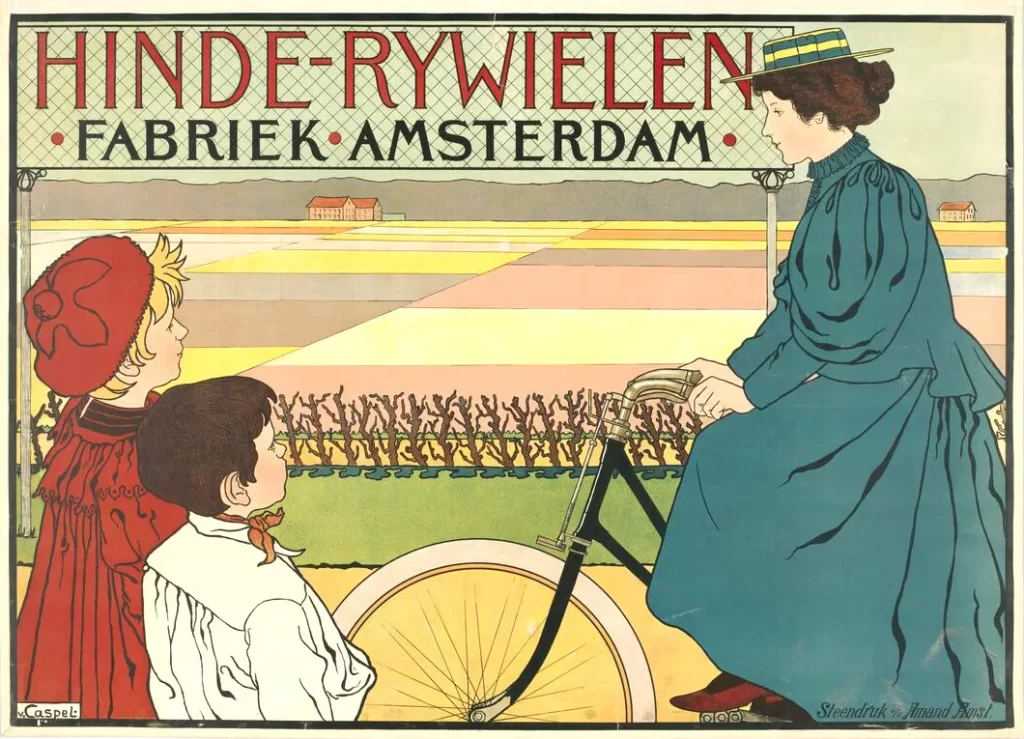 Vrouw op de fiets - reklame 